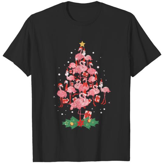Flamingo Christmas Tree T- Shirt Flamingo Christmas Tree Ornament Decor Funny Girls T- Shirt T-Shirts