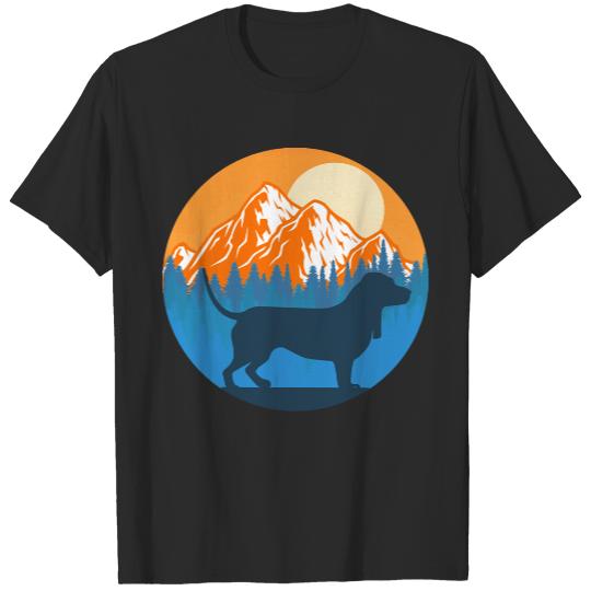 Basset Hound T- Shirt Basset Hound Dog Silhouette Sunset Mountain Forest basset hound lover T- Shirt T-Shirts