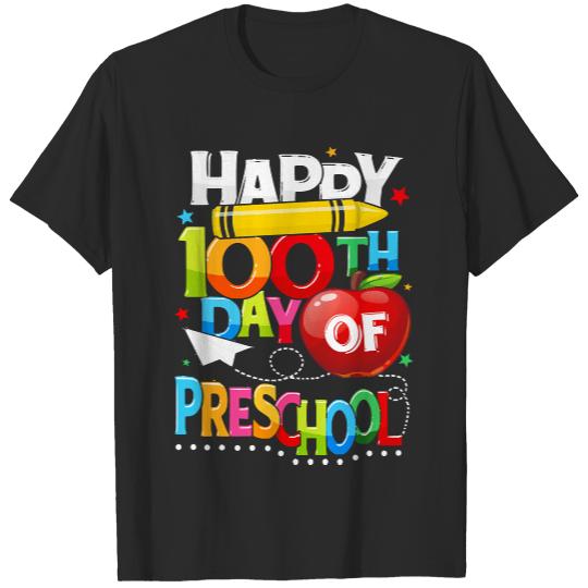 100 Days Of School T- Shirt Happy 100th day Of School Preschool Teacher Boys Girls Kids T- Shirt (1) T-Shirts