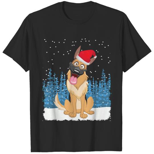 German Shepherd Christmas German Shepherd Christmas Cute Funny Dog Lover Santa Hat T-Shirts