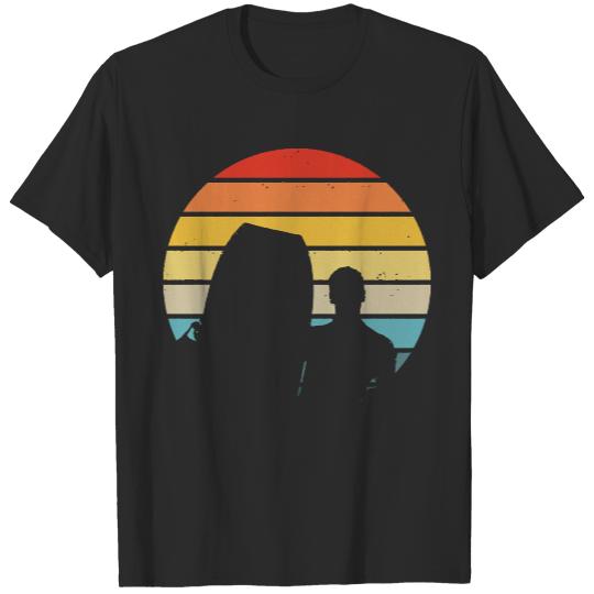 Surf T- Shirt Bodyboarding Surfer Silhouette On A Distressed Retro Sunset graphic T- Shirt T-Shirts