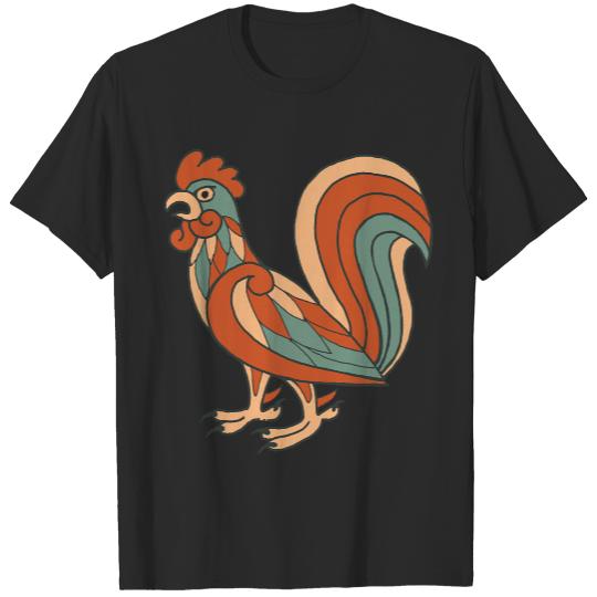 Celtic Animals T- Shirt Celtic Medieval Rooster Chicken T- Shirt T-Shirts