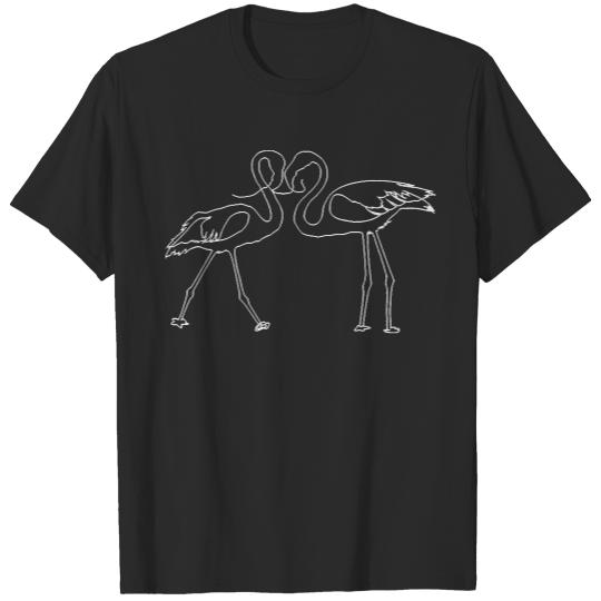 Flamingo Lovers Single Line Art T- Shirt Flamingo Couple Love on valentines day T- Shirt T-Shirts