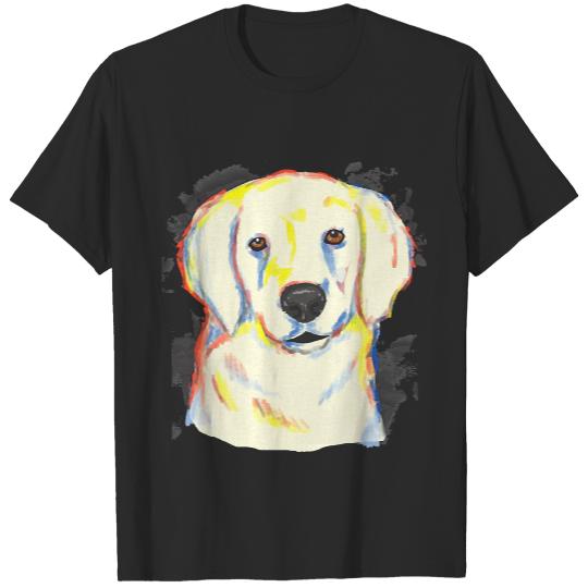 Dog T- Shirt Golden Retriever Color- Art Watercolor Gift T- Shirt T-Shirts
