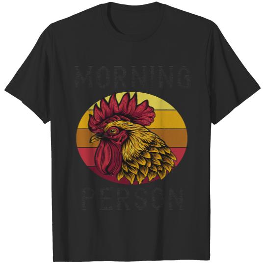 Morning Person T- Shirt Graphic Rooster Morning Person Animal Retro Rise And Shine T- Shirt T-Shirts