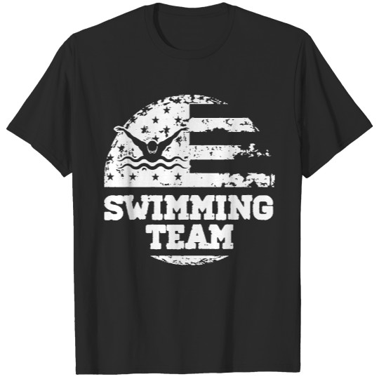 Swimming T- Shirt Swimming Team American U S Flag Swimmer Swim Athlete Coach T- Shirt T-Shirts