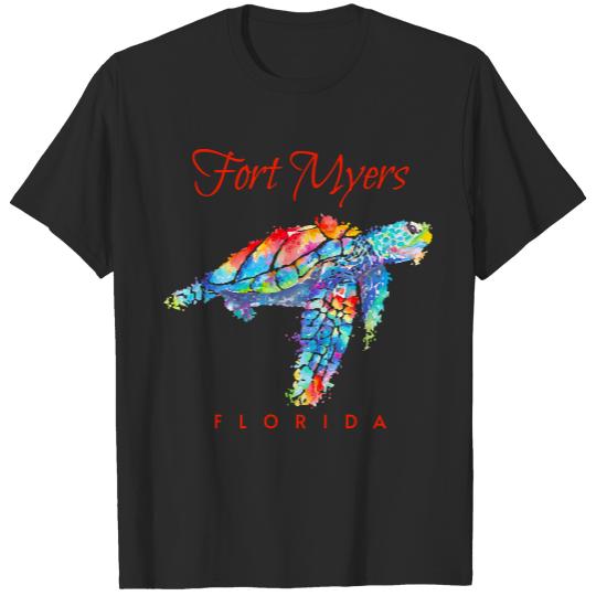 Fort Myers Florida Sea Turtle T- Shirt Fort Myers Florida Watercolor Sea Turtle T- Shirt T-Shirts
