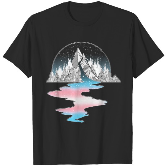 Transgender T- Shirt Transgender Flag Mountain River T- Shirt T-Shirts
