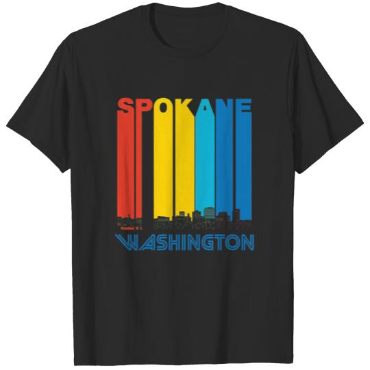 Retro Spokane Washington Skyline T-shirt