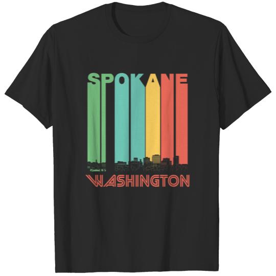 Retro Spokane Washington Skyline T-shirt