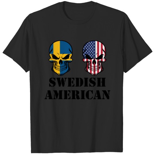 Swedish American Flag Skulls T-shirt