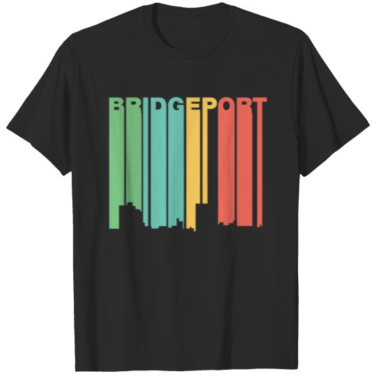 Retro 1970's Style Bridgeport Connecticut Skyline T-shirt