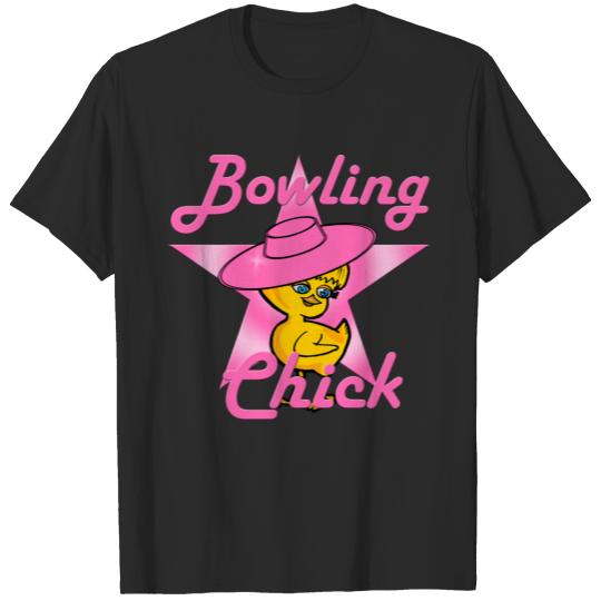 Bowling Chick in Pink T-shirt