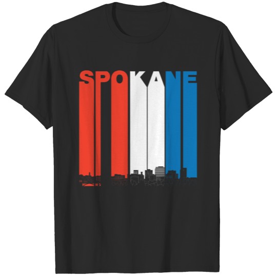Red White And Blue Spokane Washington Skyline T-shirt