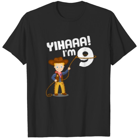Cowboy 9th Birthday Wild West USA Boy Kid 9 Years T-shirt