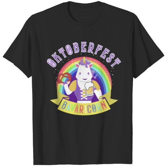 Funny Oktoberfest Unicorn with Pretzel & Beer Mug T-shirt
