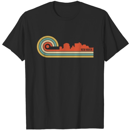 Retro Style New Haven Connecticut Skyline T-shirt