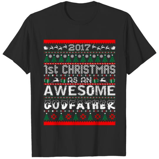 2017 First Christmas Awesom Godfather Ugly Sweater T-shirt