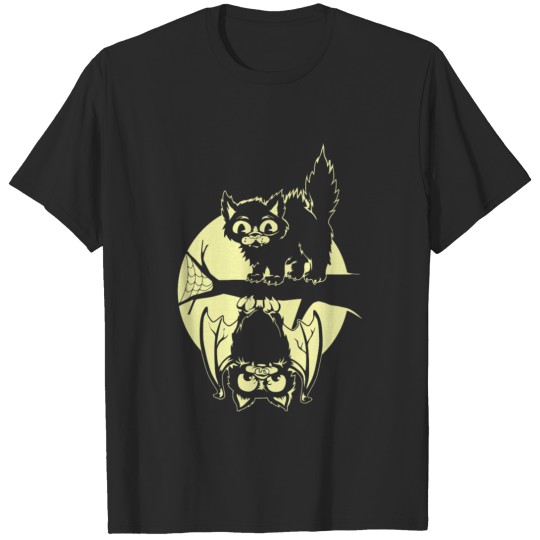 Cat And Bat Halloween T-shirt