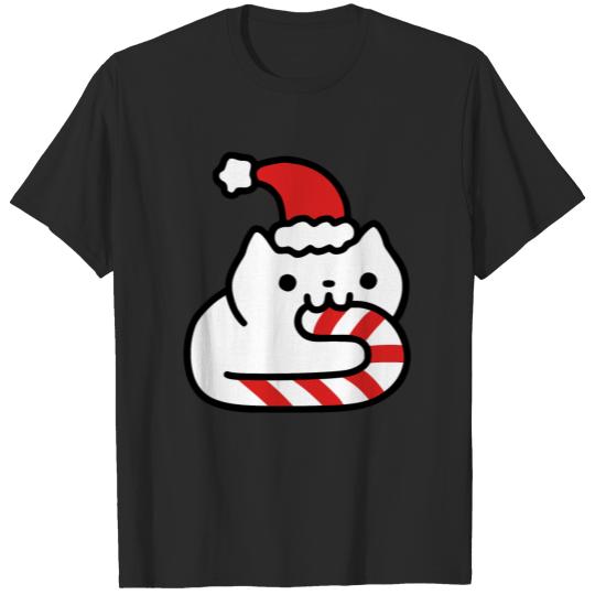 Animal Cute Adorable Candy Cane Cat Cartoon T-shirt