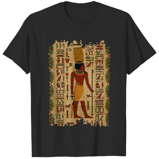 Egyptian Amun Ra - Amun Re Ornament on papyrus T-shirt
