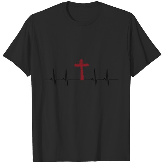 ECG Cross My Heart Beats For Jesus T-shirt