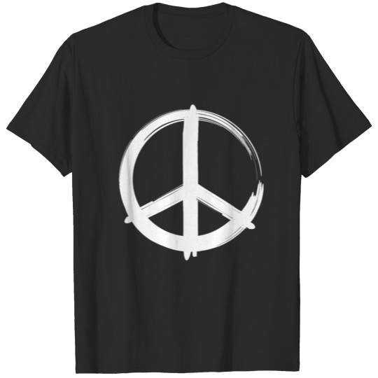 White Peace Sign - Retro 60s 70s Hippie Tee T-shirt