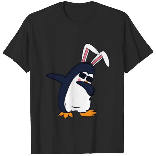Penguin Bunny Ears Dab Dabbing Easter Gift T-shirt