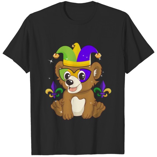 Cute Bear Cub With Jester Hat Mardi Gras T Shirt T-shirt
