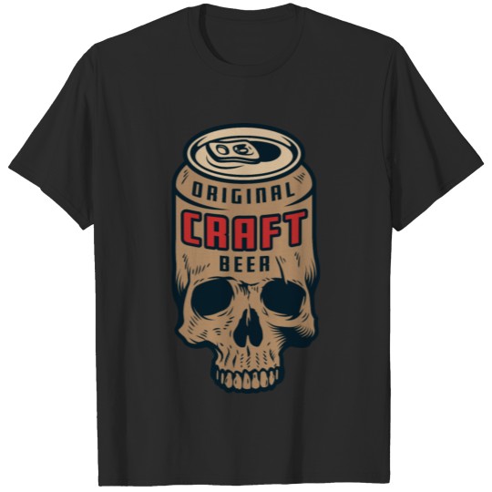 Vintage skull craft beer can retro vector image T-shirt