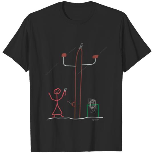 Electrician Stick figure electricity high voltage T-shirt