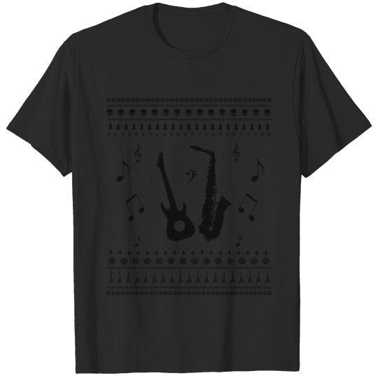 Trumpet And Guitar Ugly Christmas T-shirt