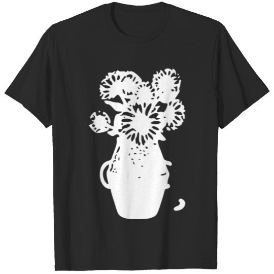 white flowers in vase T-shirt