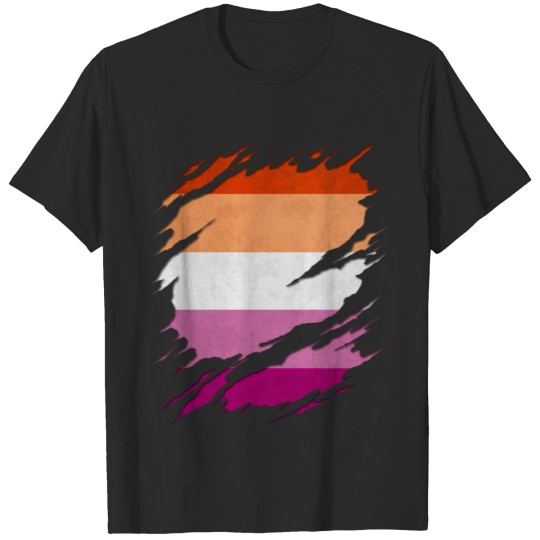 Lesbian Pride Flag Ripped Reveal T-shirt
