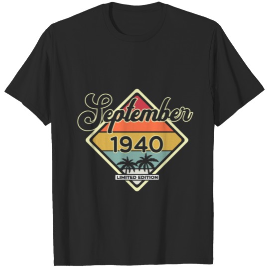 Vintage 80s September 1940 80th Birthday Gift Idea T-shirt