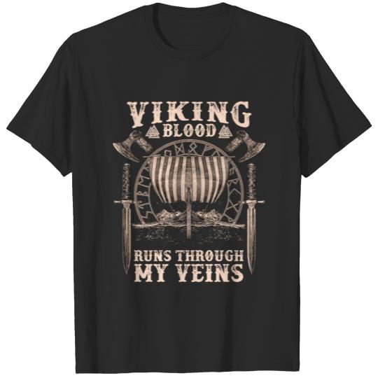Viking Blood Runs Through My Veins Viking Ship Old T-shirt