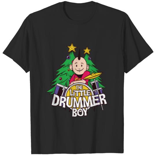 Drummer boy xmas drummer cartoon with xmas tree T-shirt