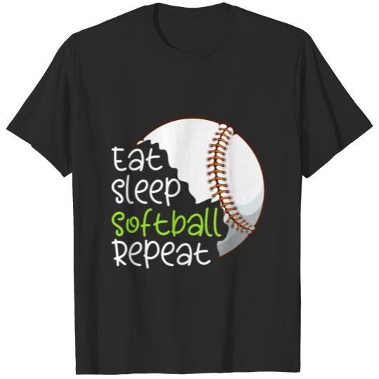 Eat Sleep Softball Repeat Ball Bat Pitcher T-shirt
