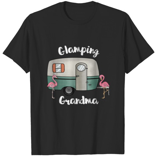 Glamping Grandma T Shirt Camping RV Flamingos T-shirt
