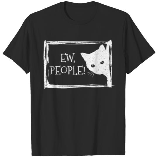 White Cat Funny Womens Ew People Meowy Cat Lovers T-shirt
