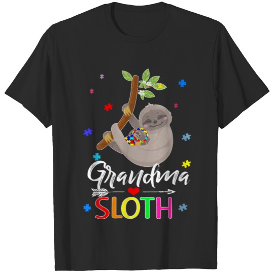 Grandma Sloth Autism Awareness Tshirt Love Support T-shirt