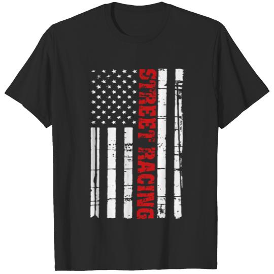 Street Racing Flag Outlaws Drag Race American T-shirt
