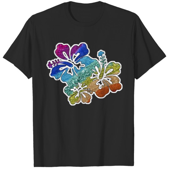 hibiscus glitter Flower T-shirt