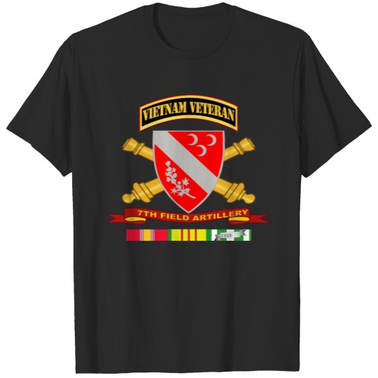 7th Field Artillery w Br Ribbon VN SVC Vet Tab T-shirt