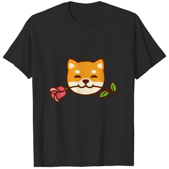 Shiba Inu Kawaii With A Rose T-shirt