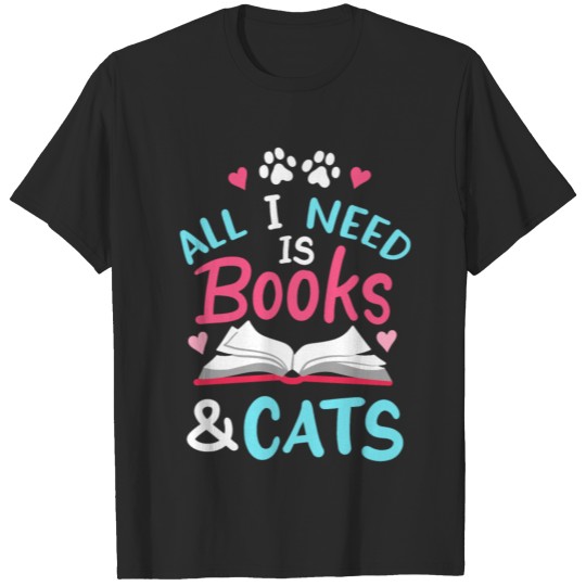 Books Cats Book Lover Cat Lover T-shirt