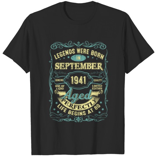 September 1941 80th Birthday 80 Years Old For Men T-shirt