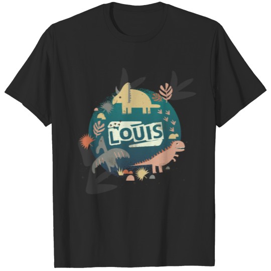 Louis - Cool boy's name with cute dinosaurs T-shirt