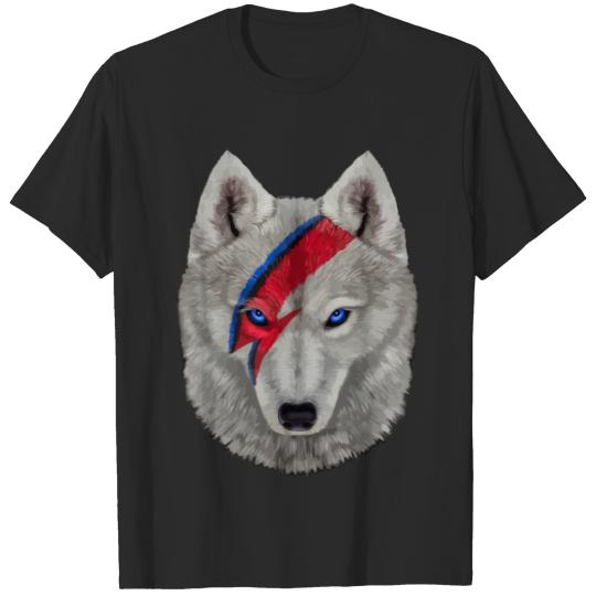 Polar Wolf Face Painted With Red Lightning Bolt T-shirt