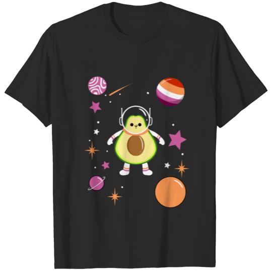 Lesbian Avocado Orange Pink Lesbian Pride T-shirt